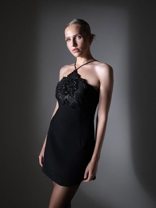 NOIR BLOOM MINI DRESS