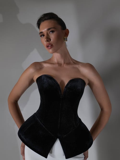 STRUCTURED VELVET CORSET TOP