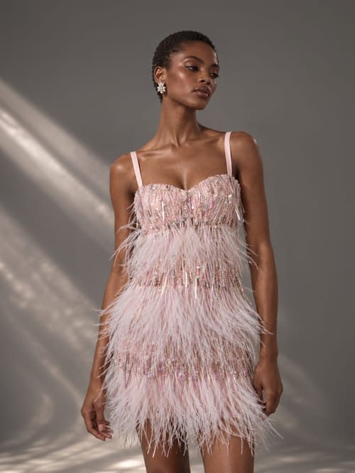 BLUSH MINI FEATHER DRESS