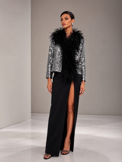 SEQUIN FEATHER JACKET