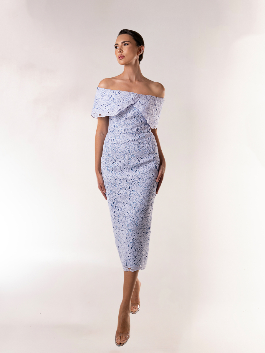 OFF-SHOULDER LACE DRESS
