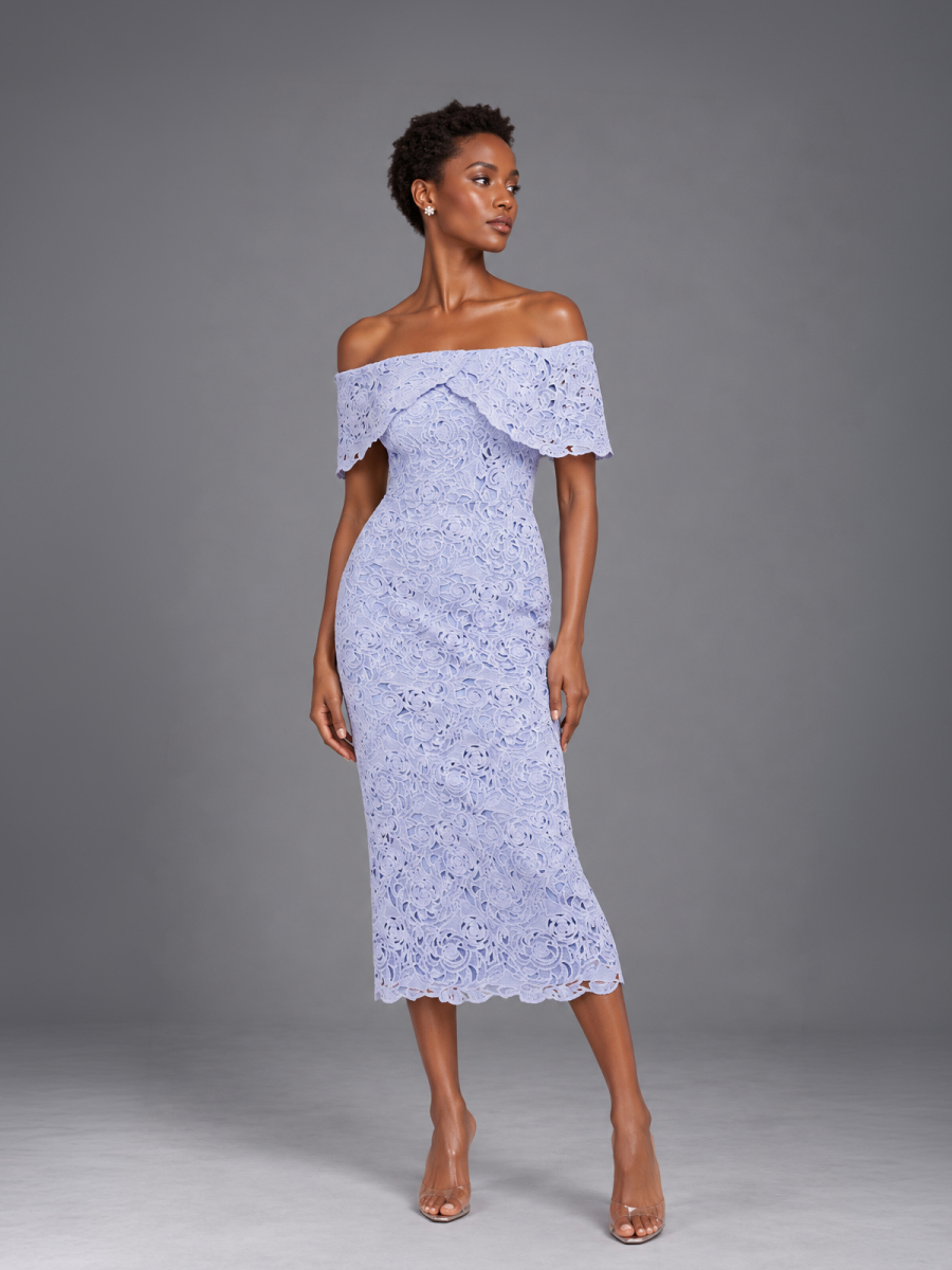 OFF-SHOULDER LACE DRESS