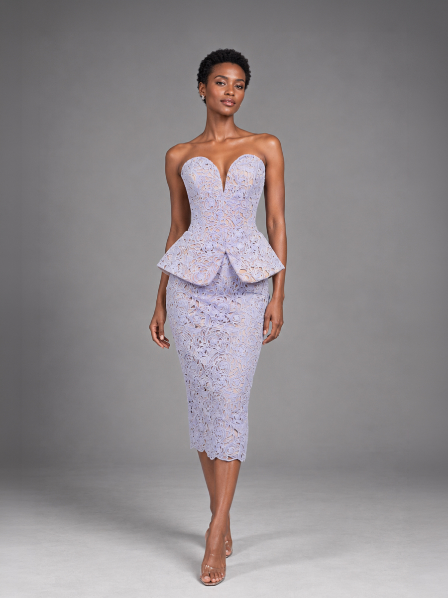 POWDER LILAC SCULPT LACE SET